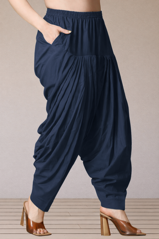 Navy Blue Cotton Patiala Salwar