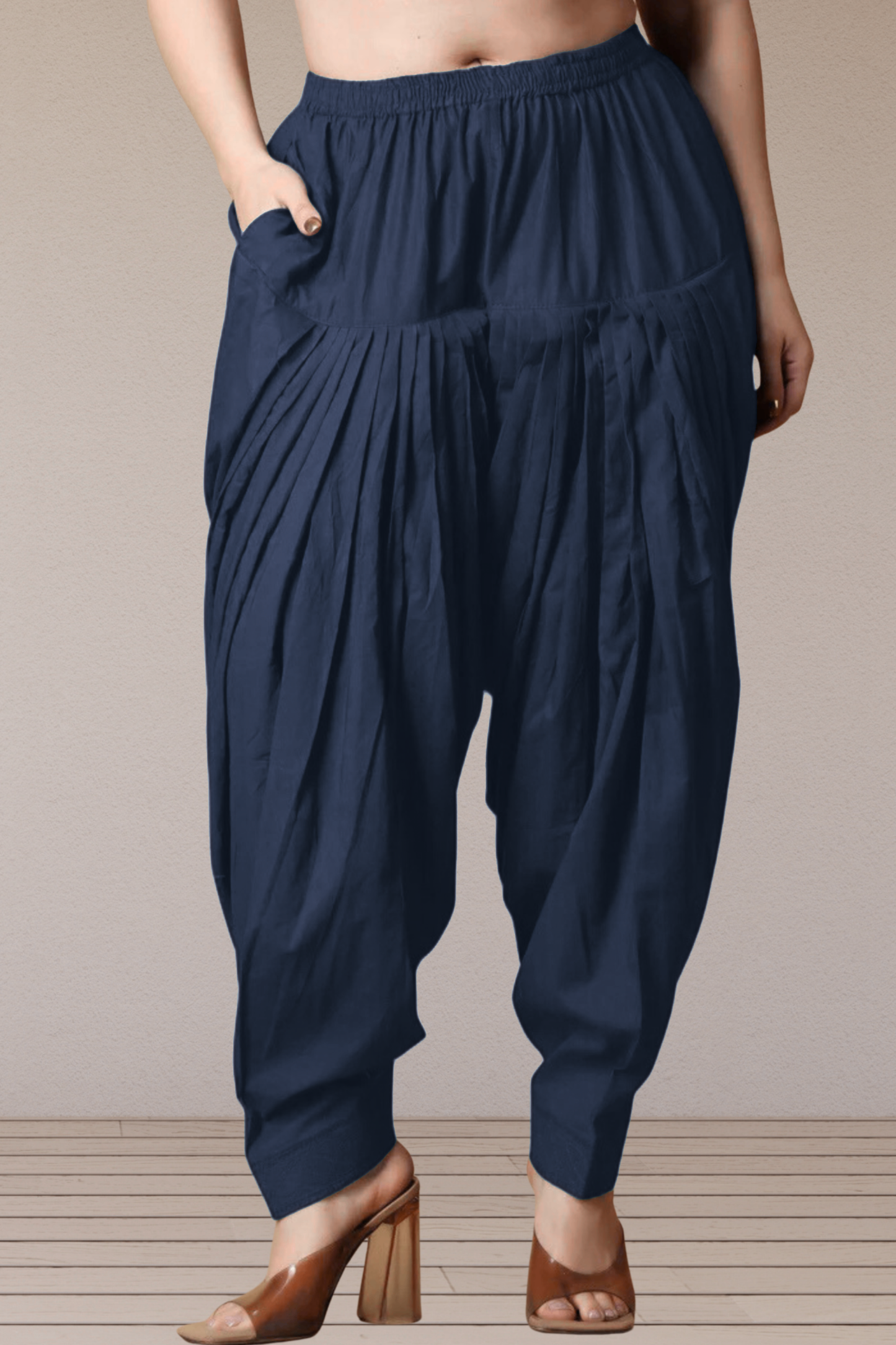 Navy Blue Cotton Patiala Salwar