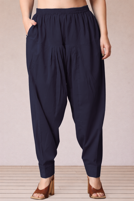 Navy Blue Cotton Straight Salwar