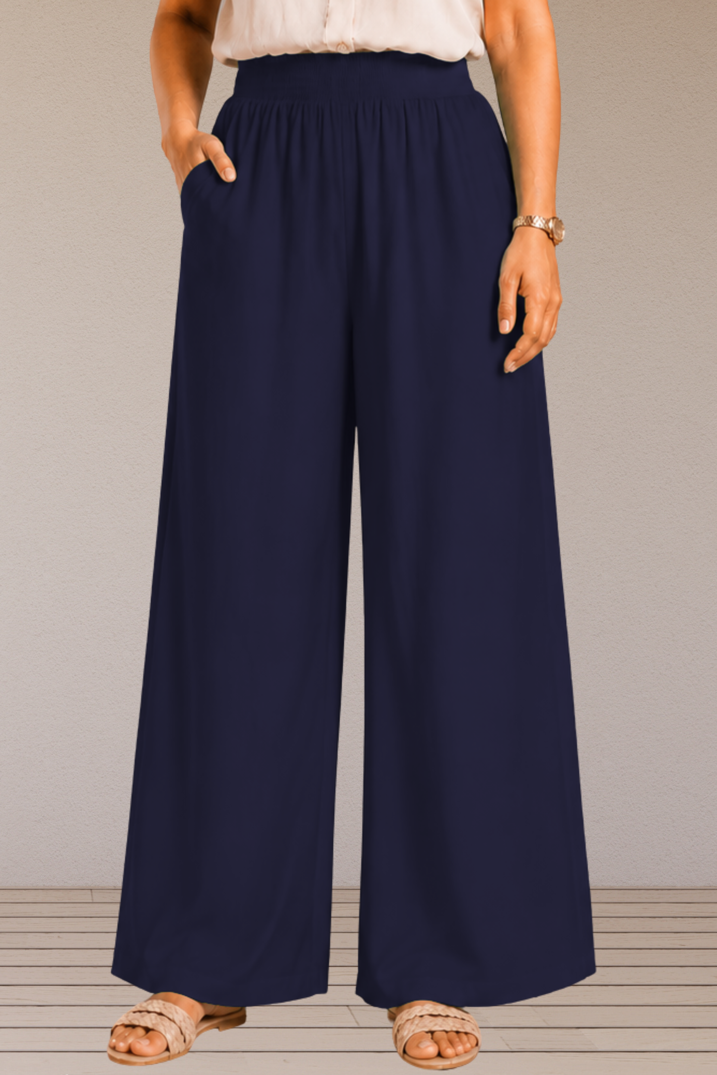 Navy Blue Flared Palazzo Pant