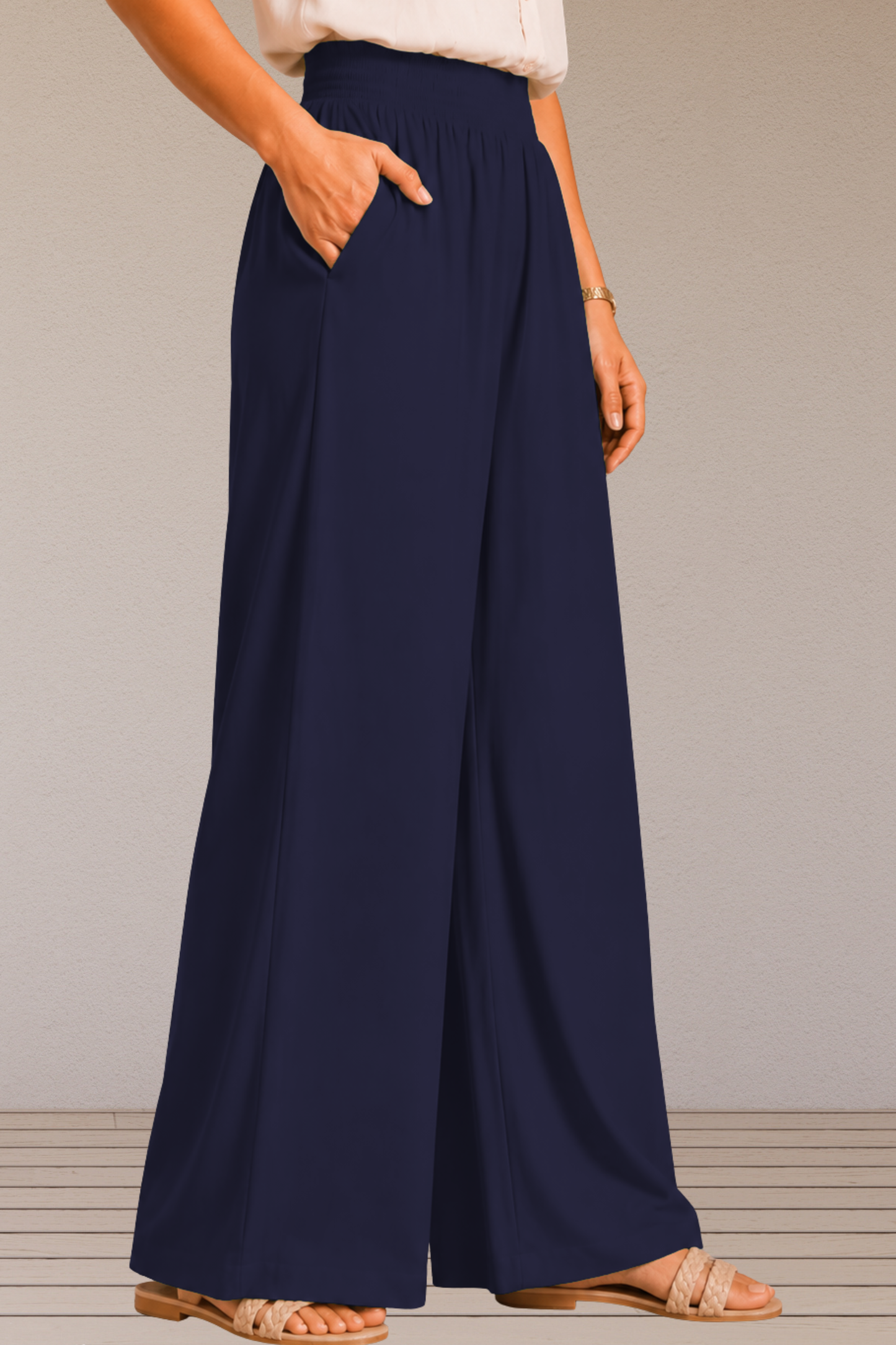 Navy Blue Flared Palazzo Pant