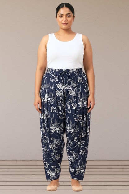 Navy Blue Floral Printed Salwar