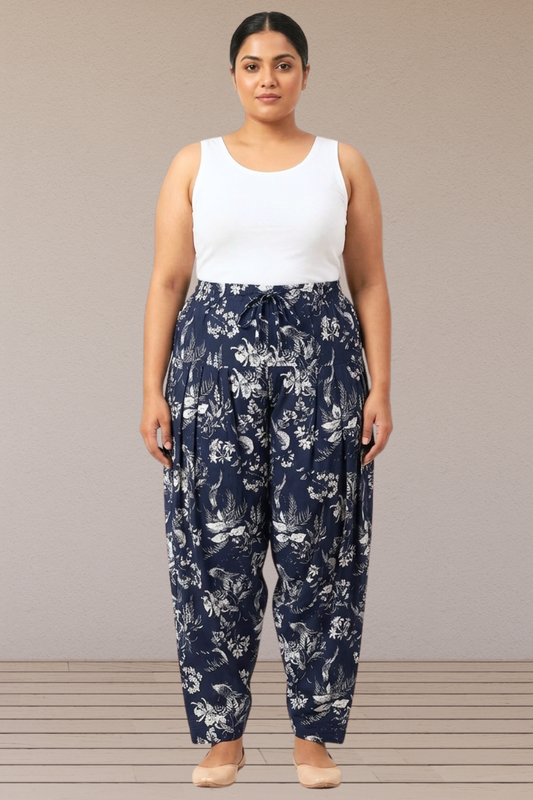 Navy Blue Floral Printed Salwar