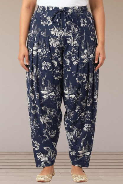 Navy Blue Floral Printed Salwar