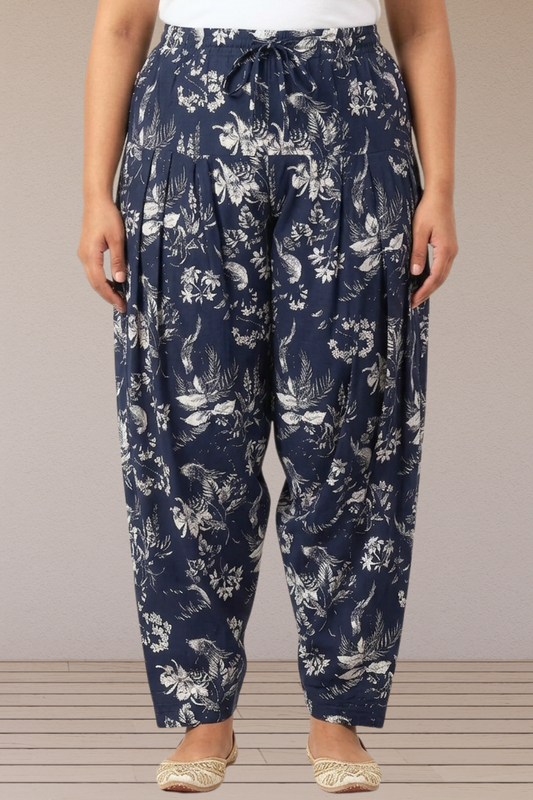 Navy Blue Floral Printed Salwar