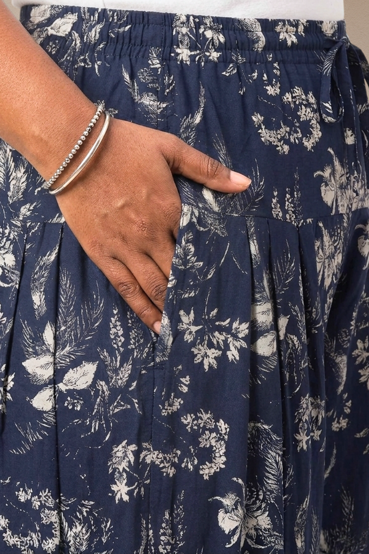 Navy Blue Floral Printed Salwar
