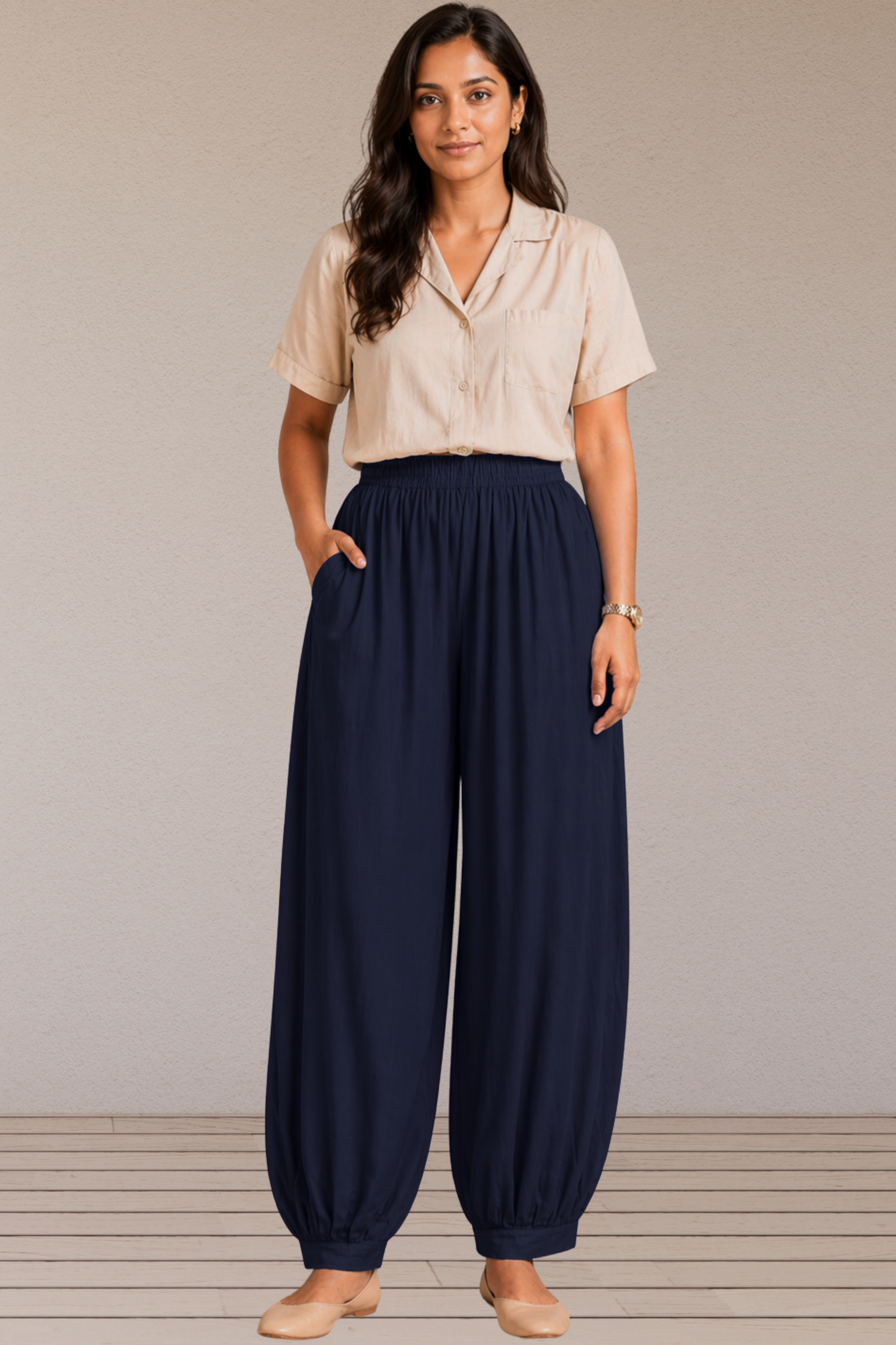Navy Blue Rayon Afghani Pants