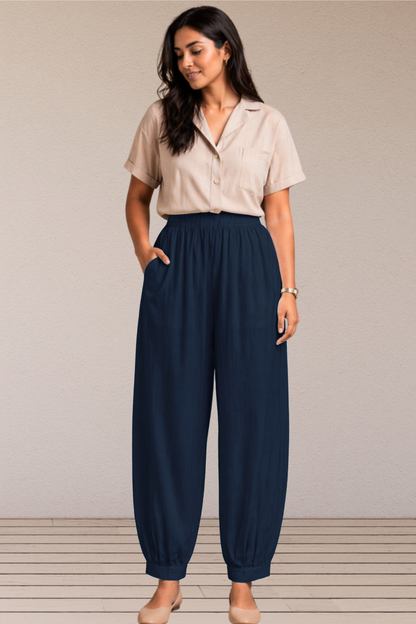 Navy Blue Cotton Afghani Pants