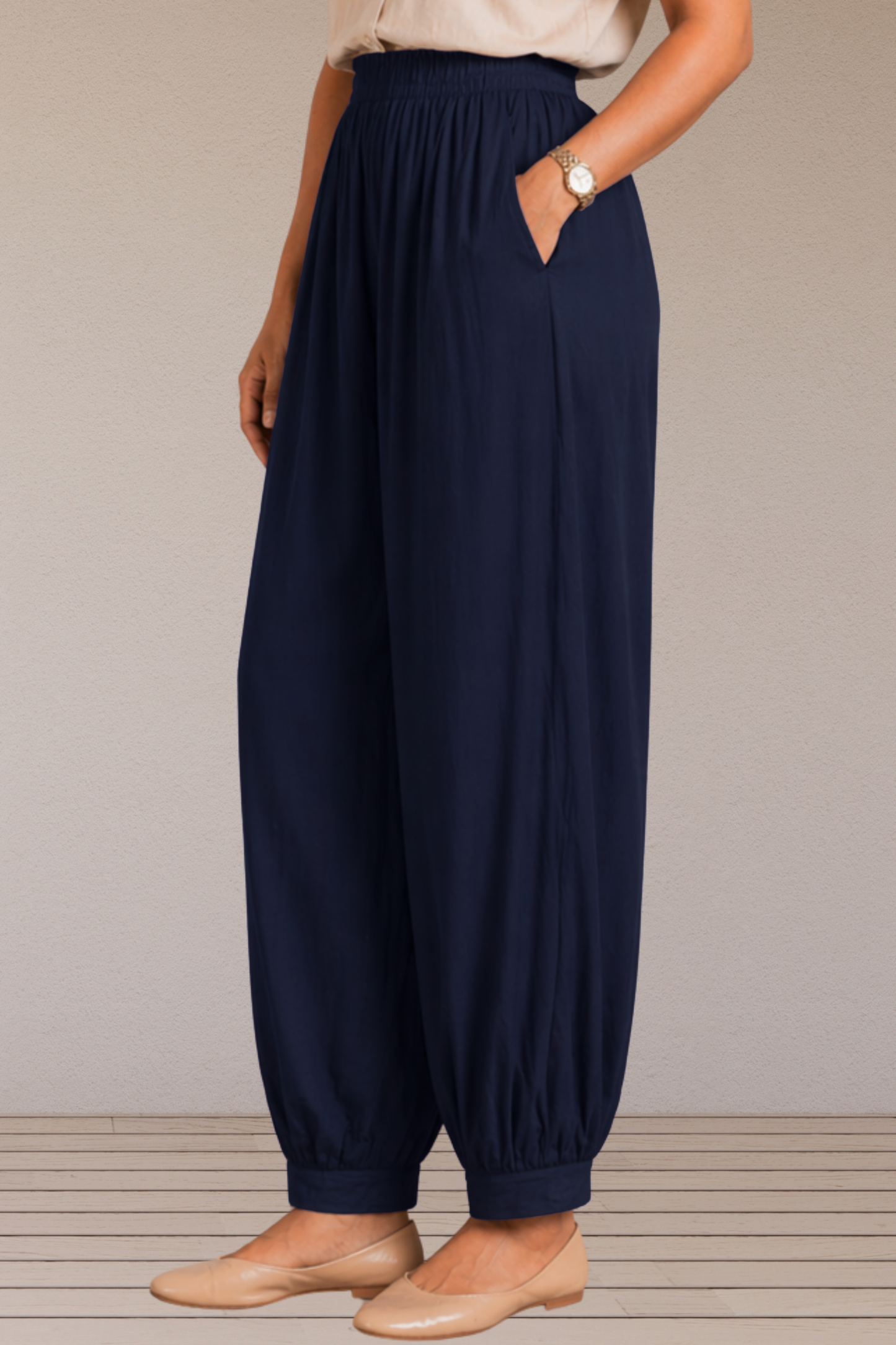 Navy Blue Rayon Afghani Pants