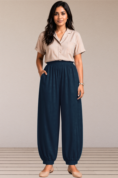 Navy Blue Cotton Afghani Pants