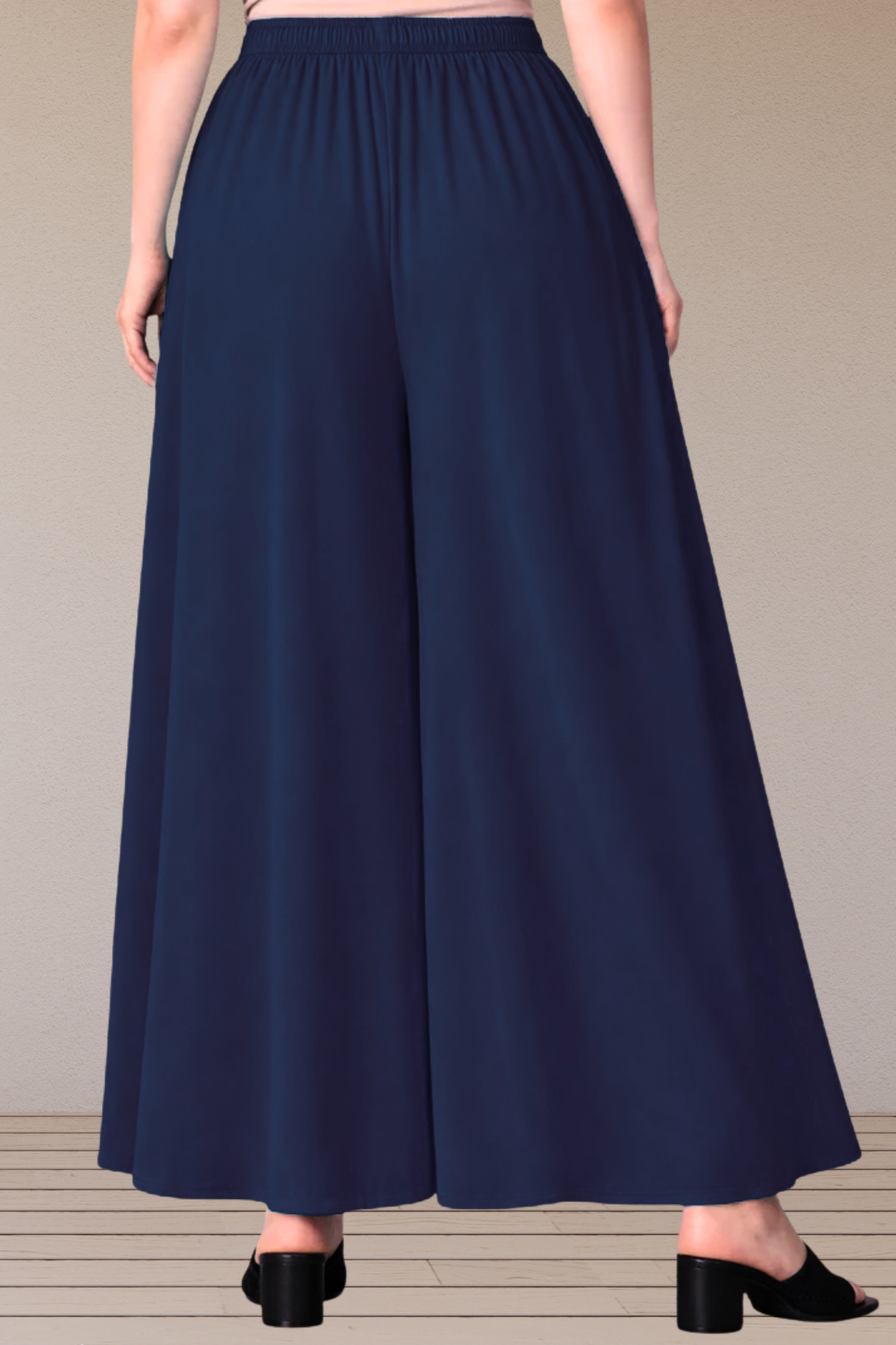 Navy Blue Rayon Belted Skirt Palazzo