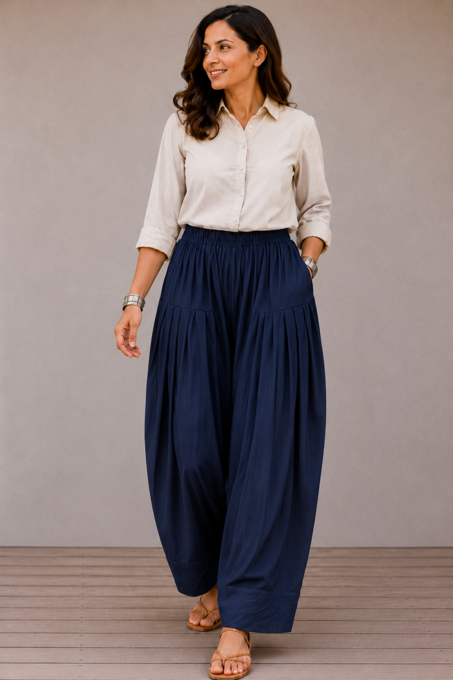 Navy Blue Rayon Farshi Salwar