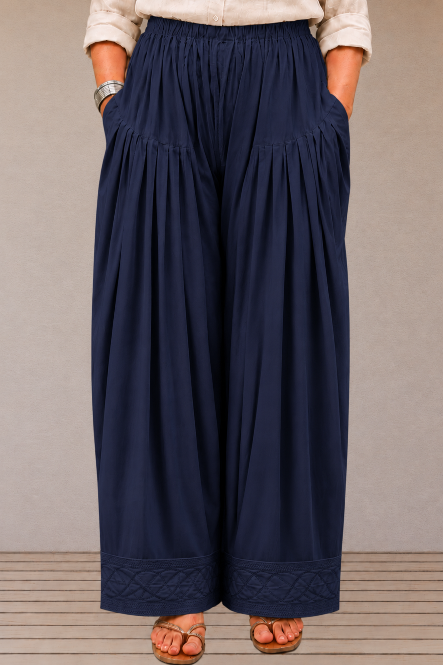 Navy Blue Rayon Farshi Salwar
