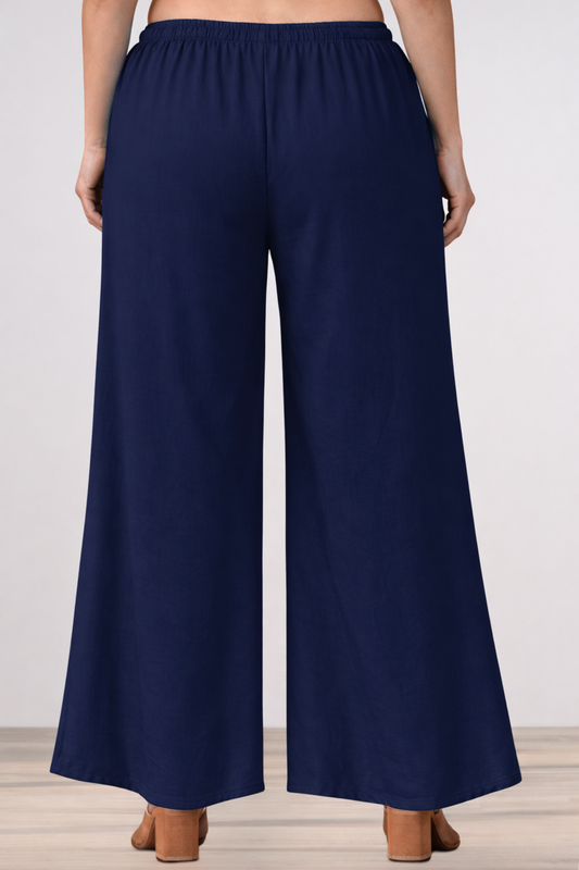 Navy Blue Rayon Loose Palazzo