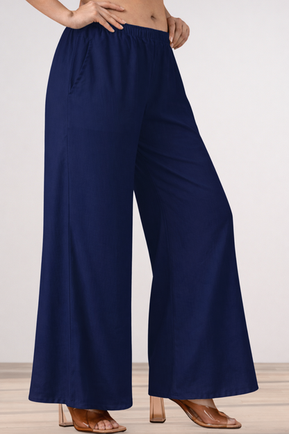 Navy Blue Rayon Loose Palazzo