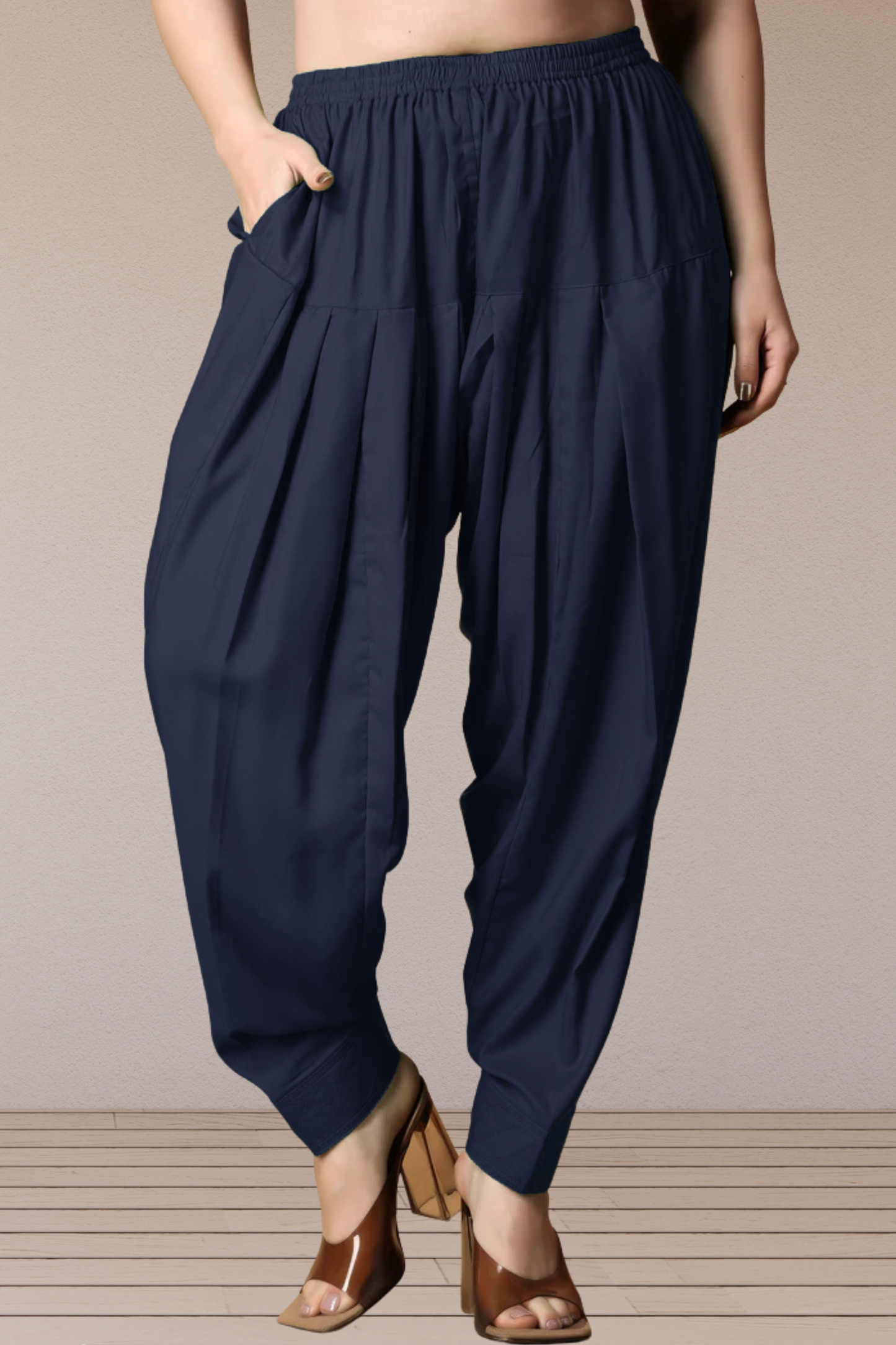 Navy Blue Rayon Pleated Salwar