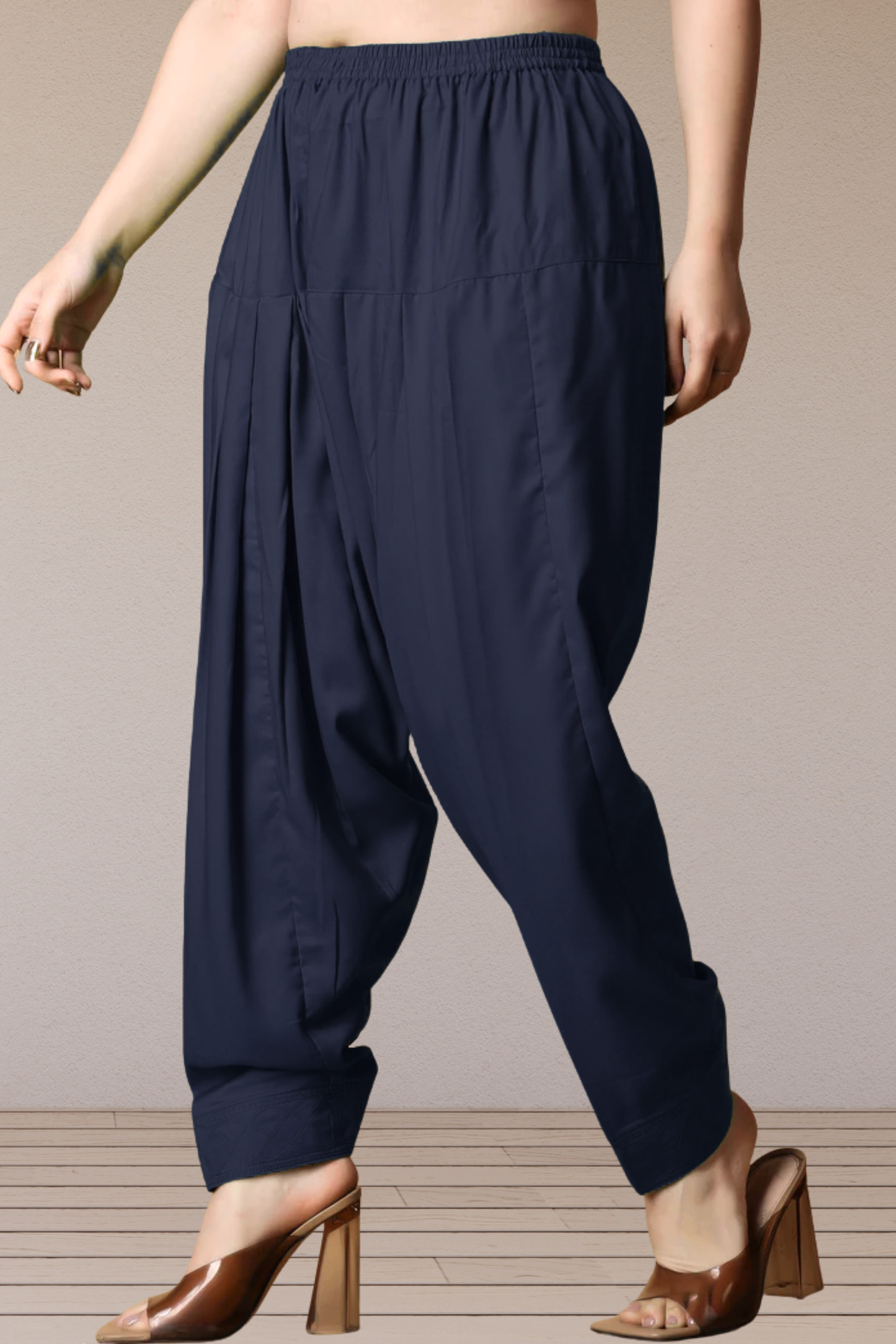 Navy Blue Rayon Pleated Salwar