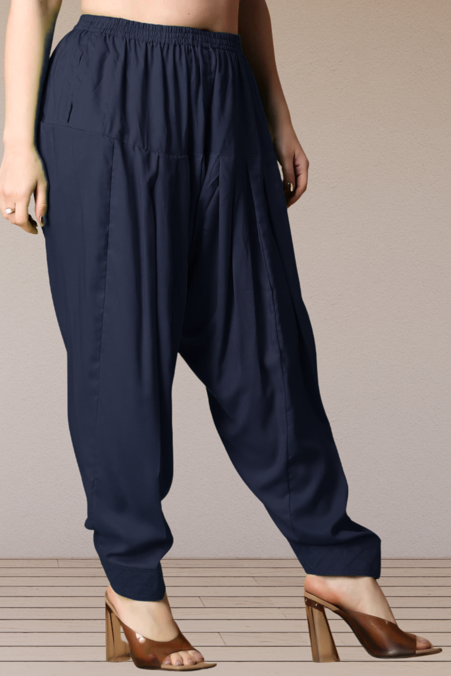 Navy Blue Rayon Pleated Salwar