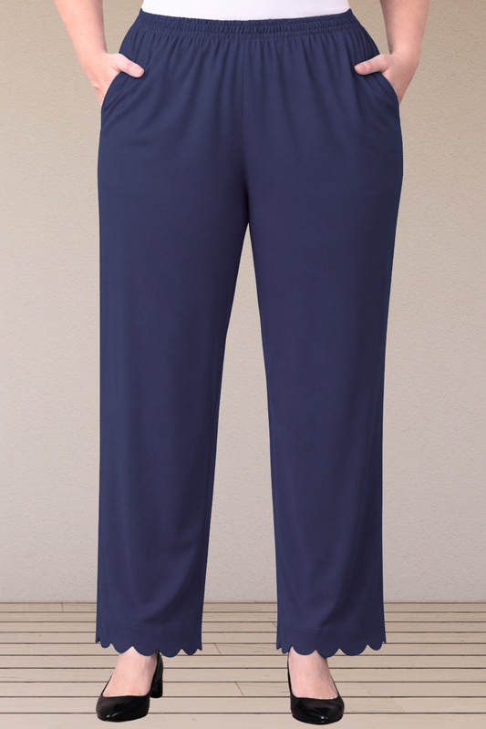 Navy Blue Scallop Cut Palazzo