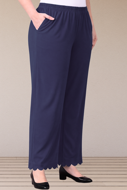 Navy Blue Scallop Cut Palazzo