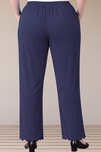 Navy Blue Scallop Cut Palazzo