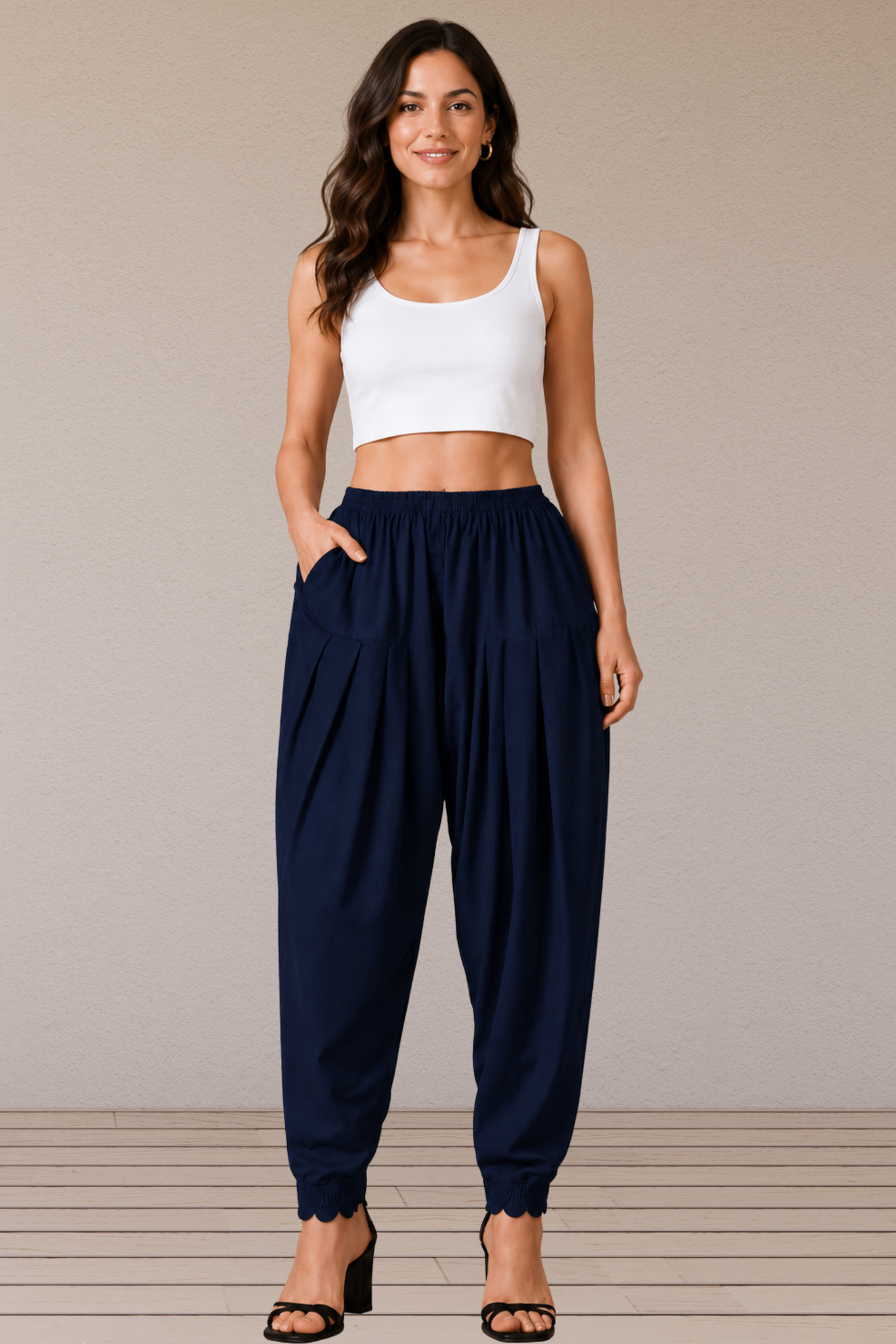 Navy Blue Scallop Cut Salwar