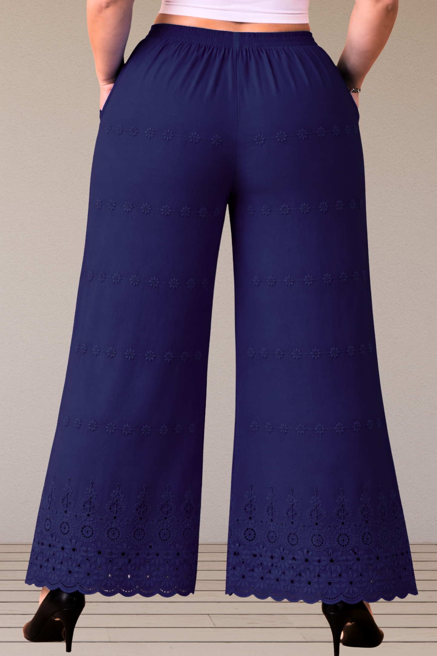 Royal Blue Schiffli Palazzo