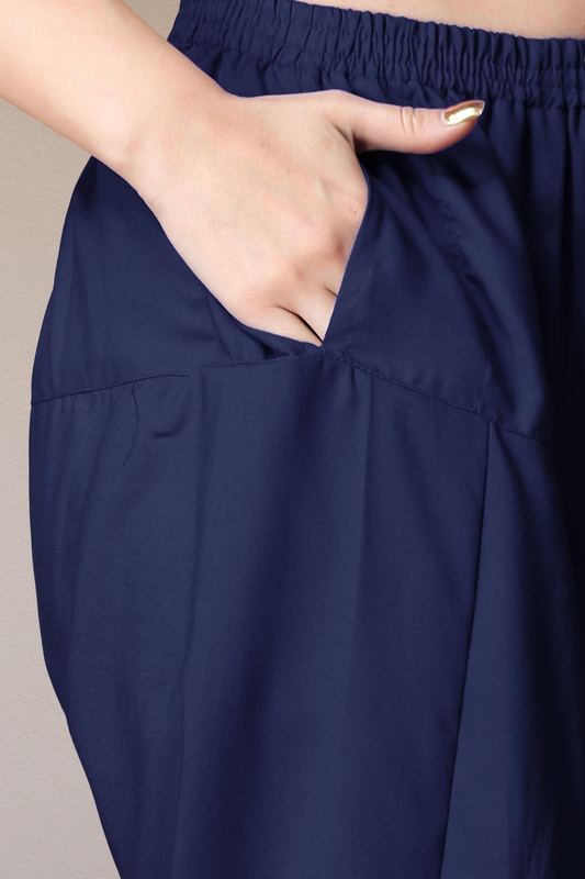 Navy Blue Straight Rayon Salwar Pants