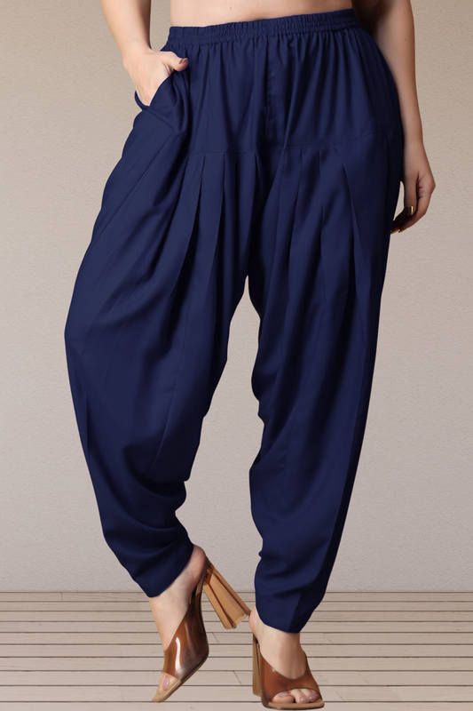 Navy Blue Straight Rayon Salwar Pants