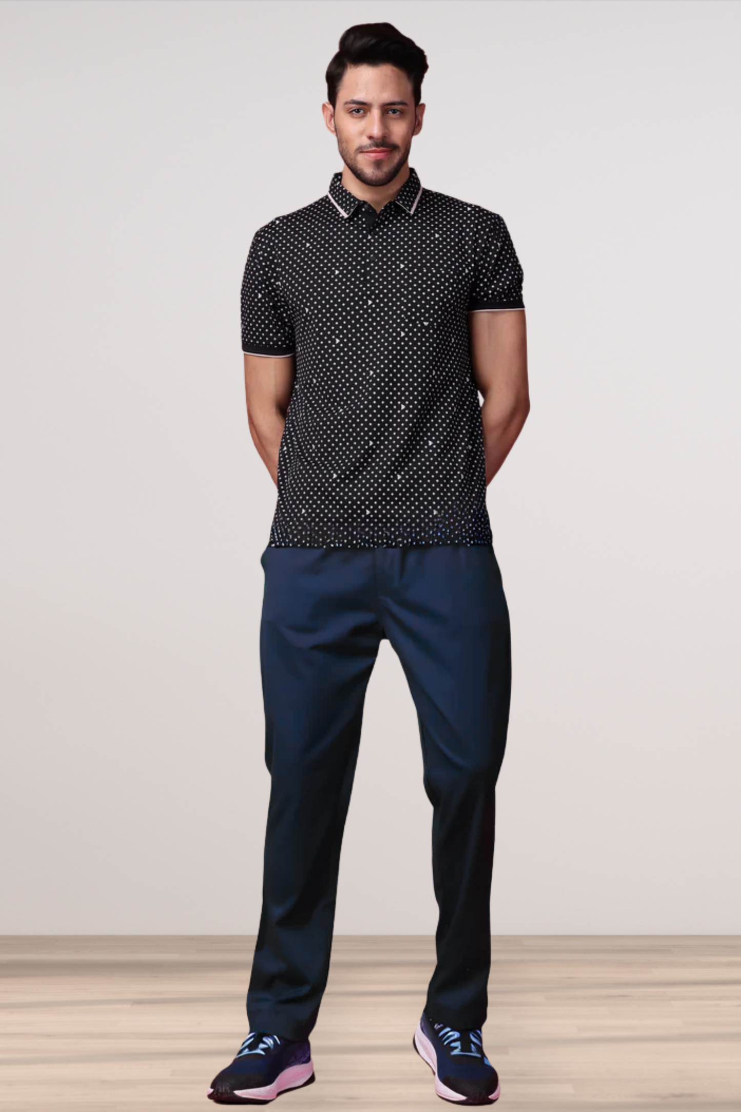 Navy Blue Stretch Track Pants