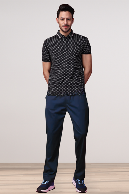 Navy Blue Stretch Track Pants