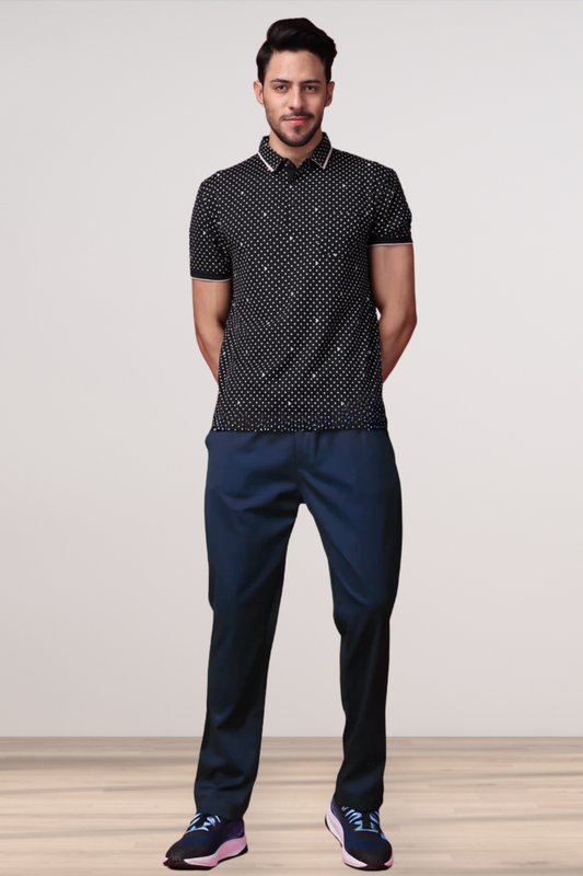 Navy Blue Stretch Track Pants