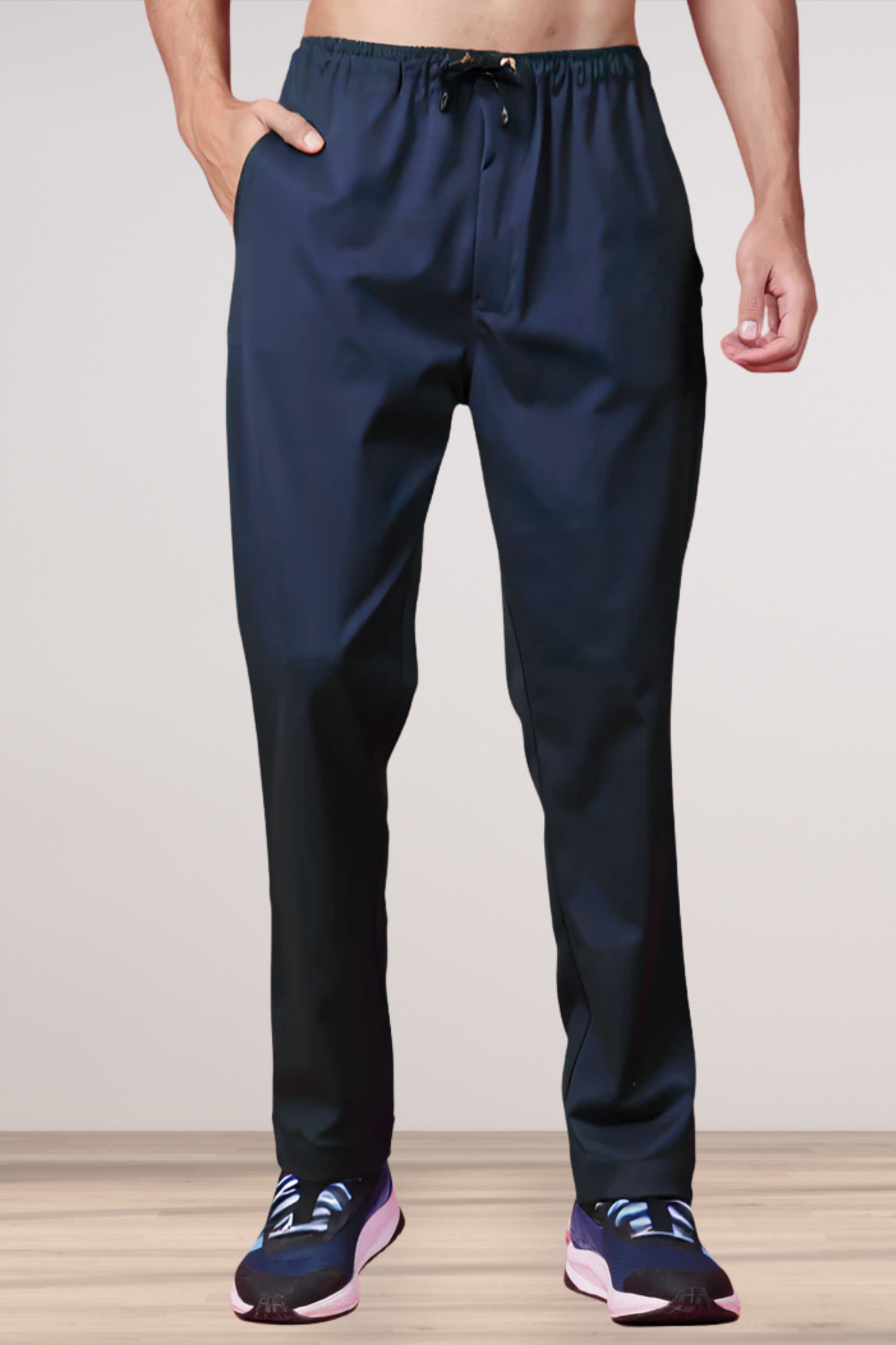 Navy Blue Stretch Track Pants