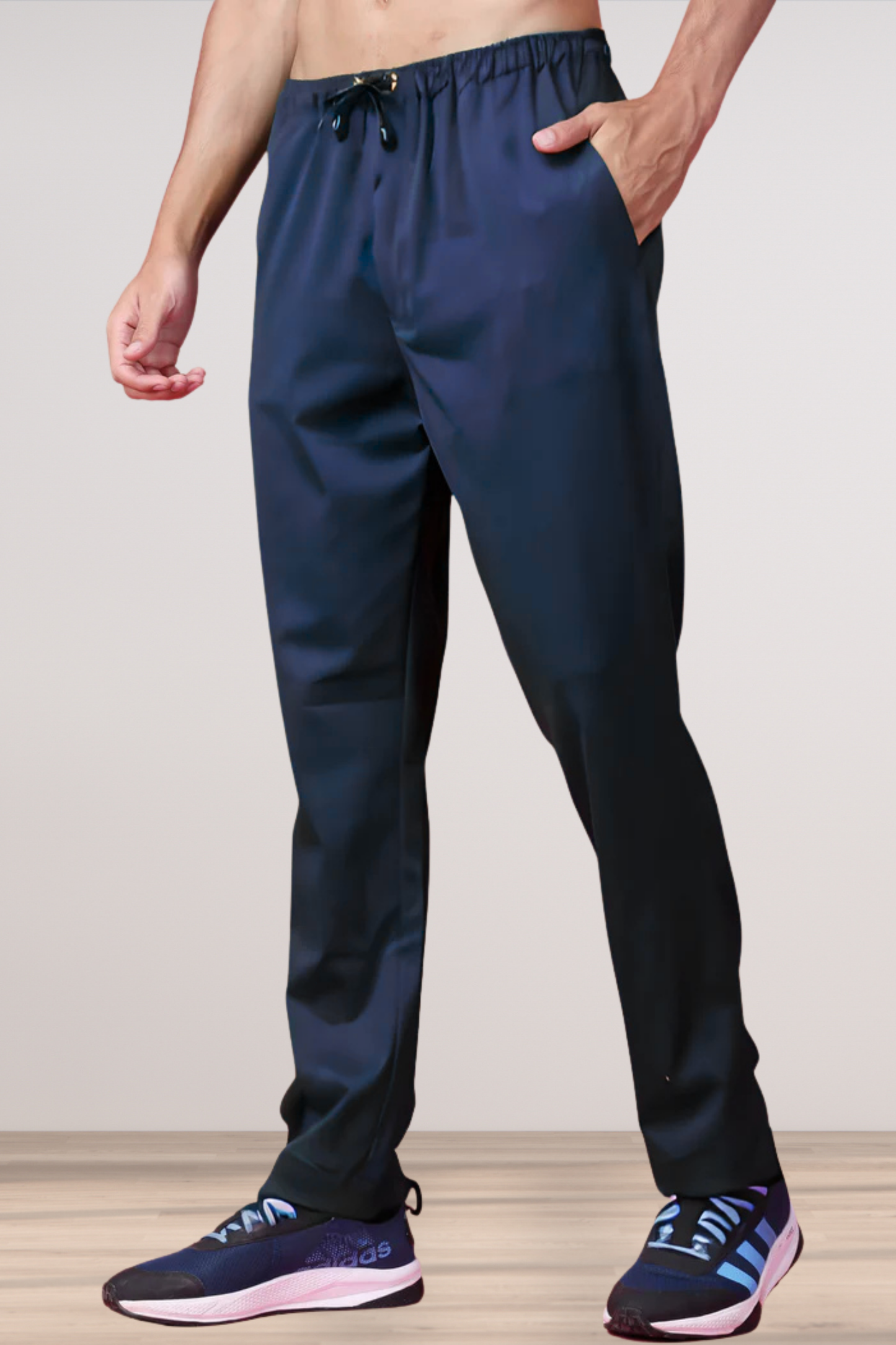 Navy Blue Stretch Track Pants