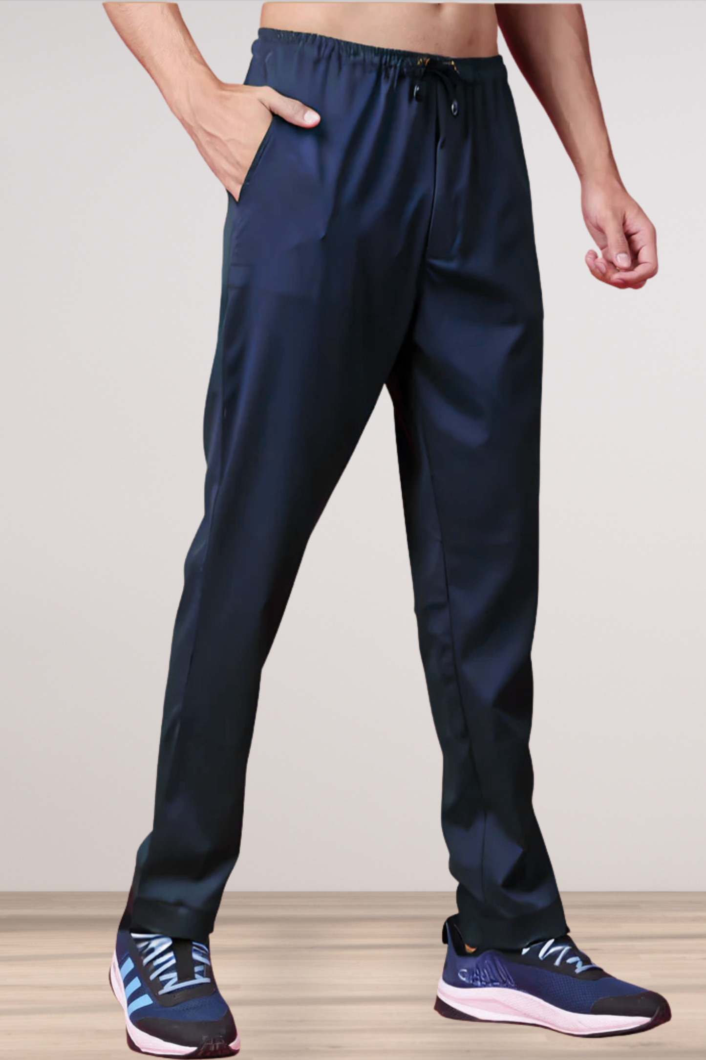 Navy Blue Stretch Track Pants