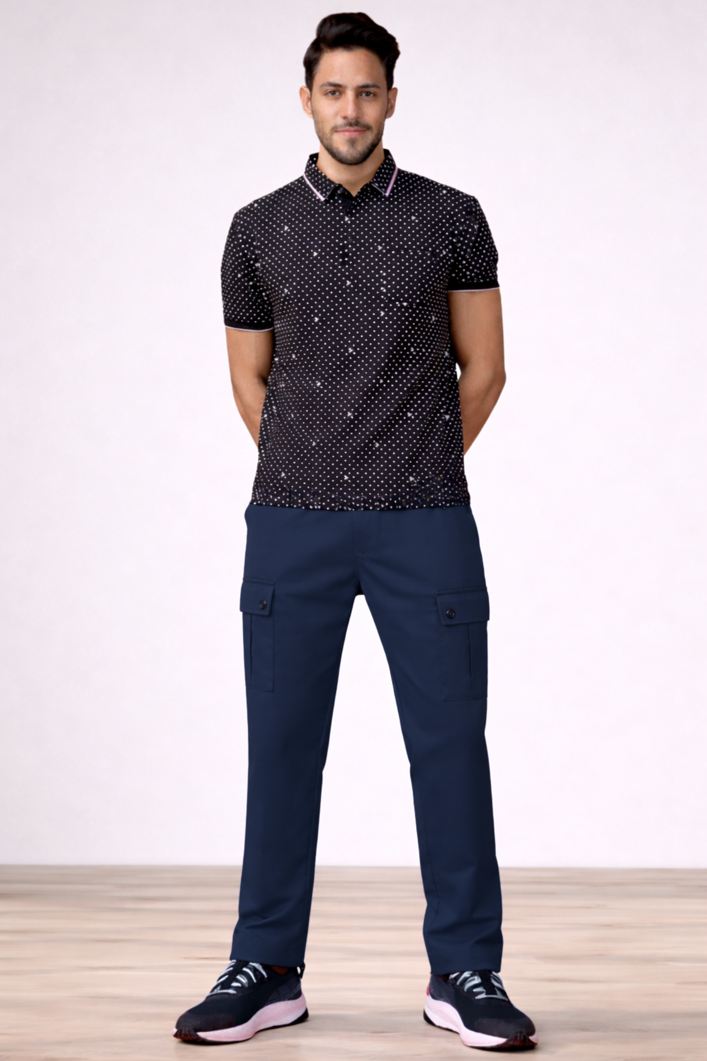 Navy Blue Stretch Cargo Pants