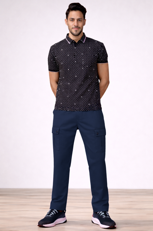 Navy Blue Stretch Cargo Pants