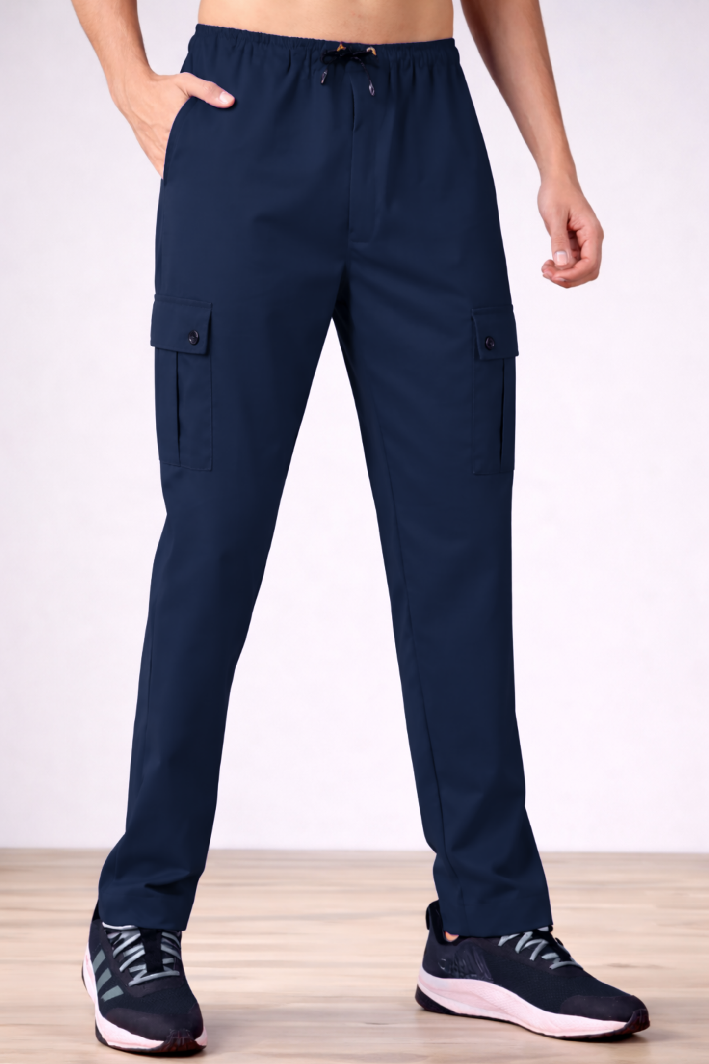 Navy Blue Stretch Cargo Pants