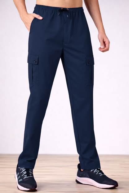 Navy Blue Stretch Cargo Pants