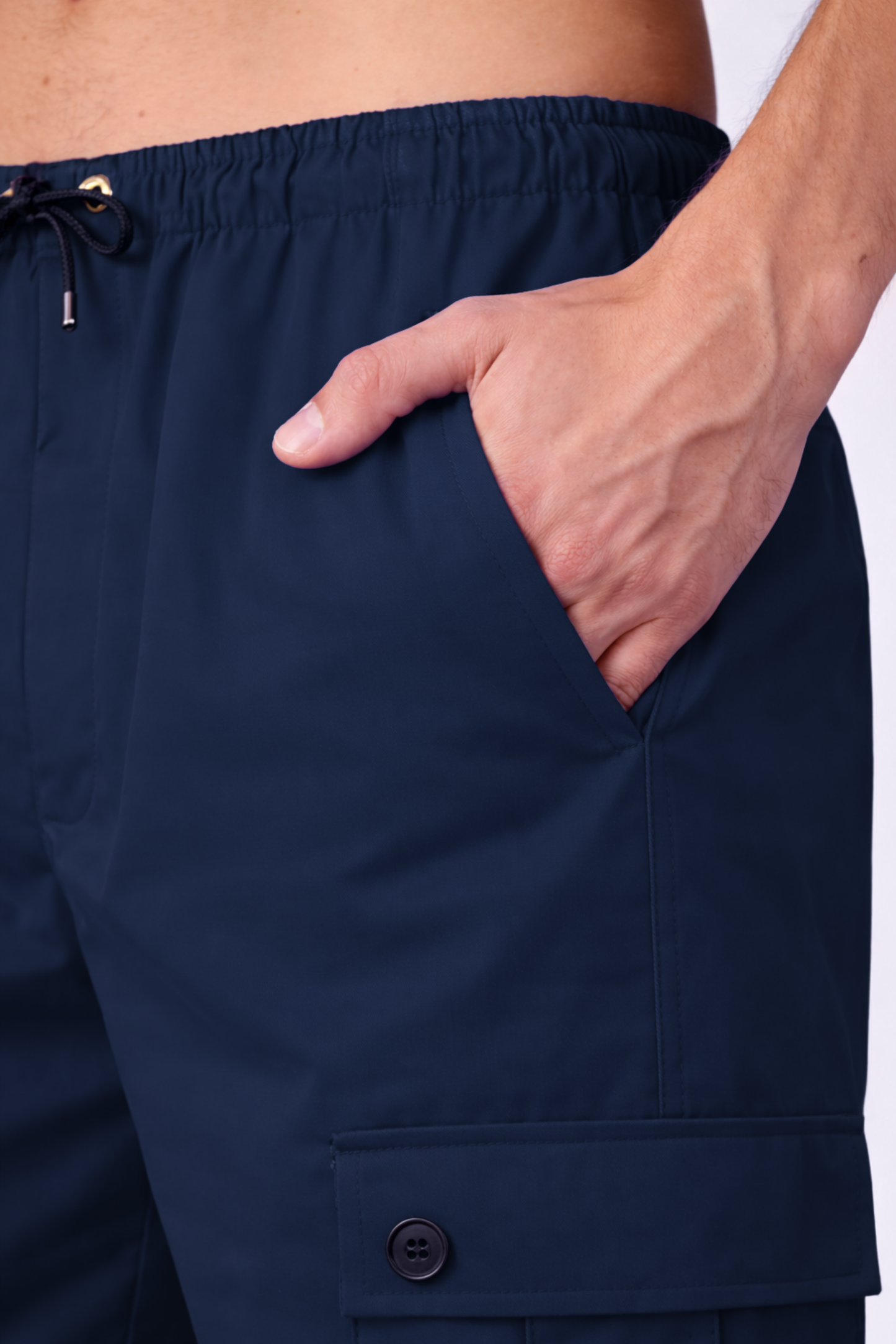 Navy Blue Stretch Cargo Pants