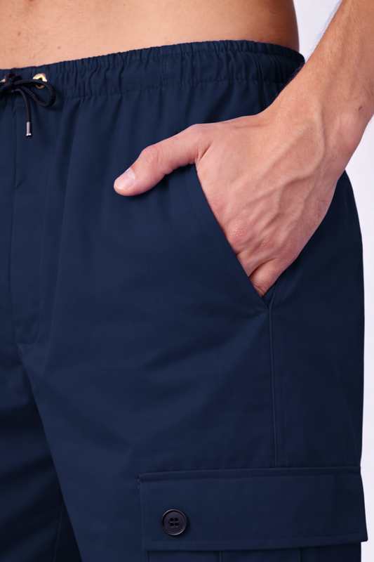Navy Blue Stretch Cargo Pants