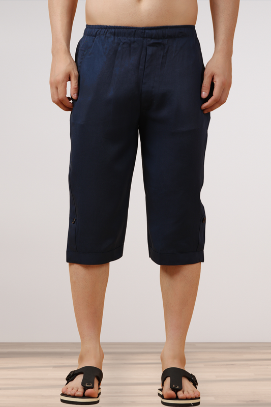 Navy Blue Tencel Capri