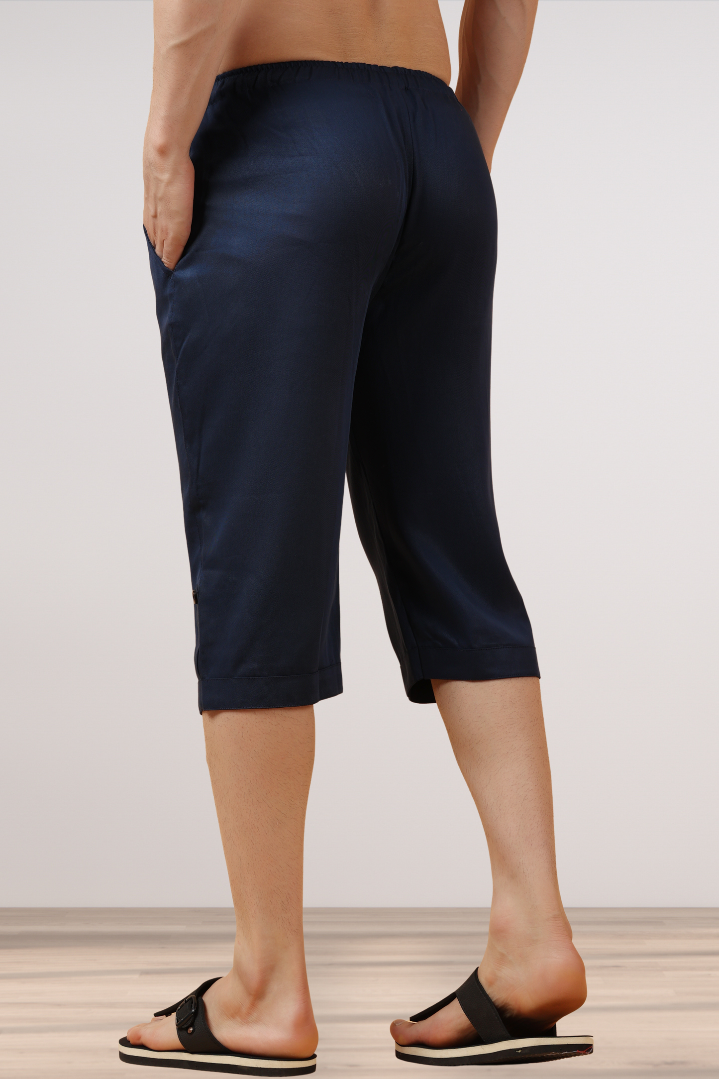 Navy Blue Tencel Capri