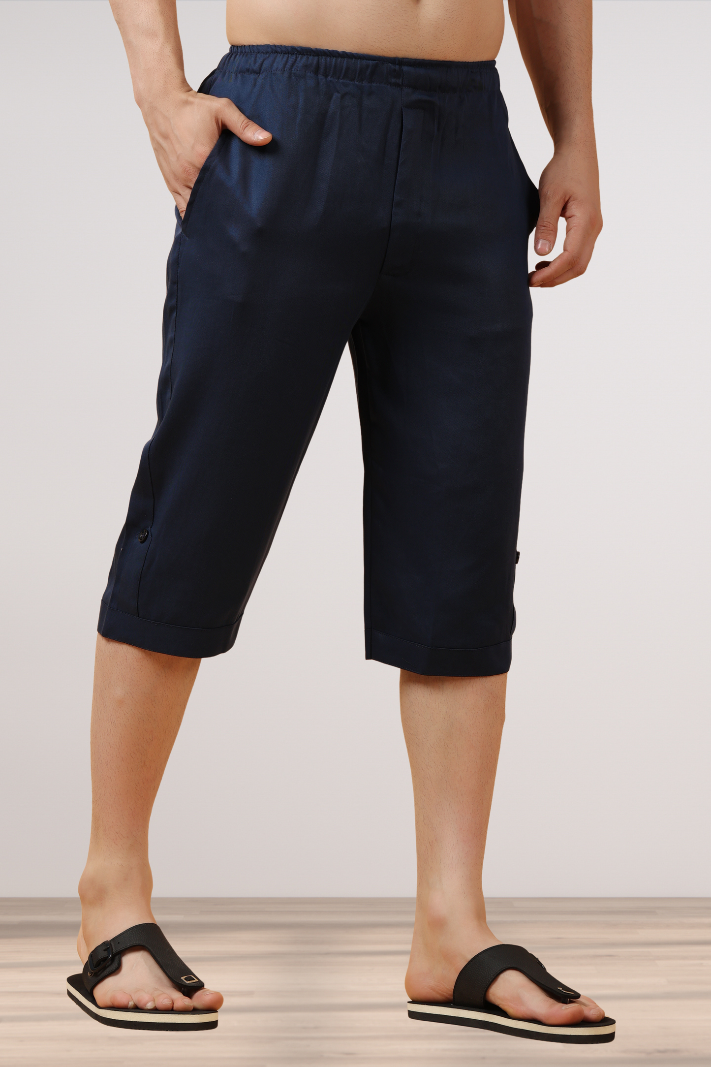 Navy Blue Tencel Capri