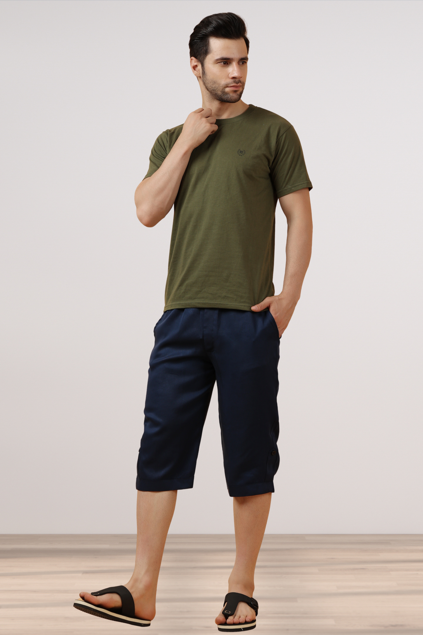 Navy Blue Tencel Capri