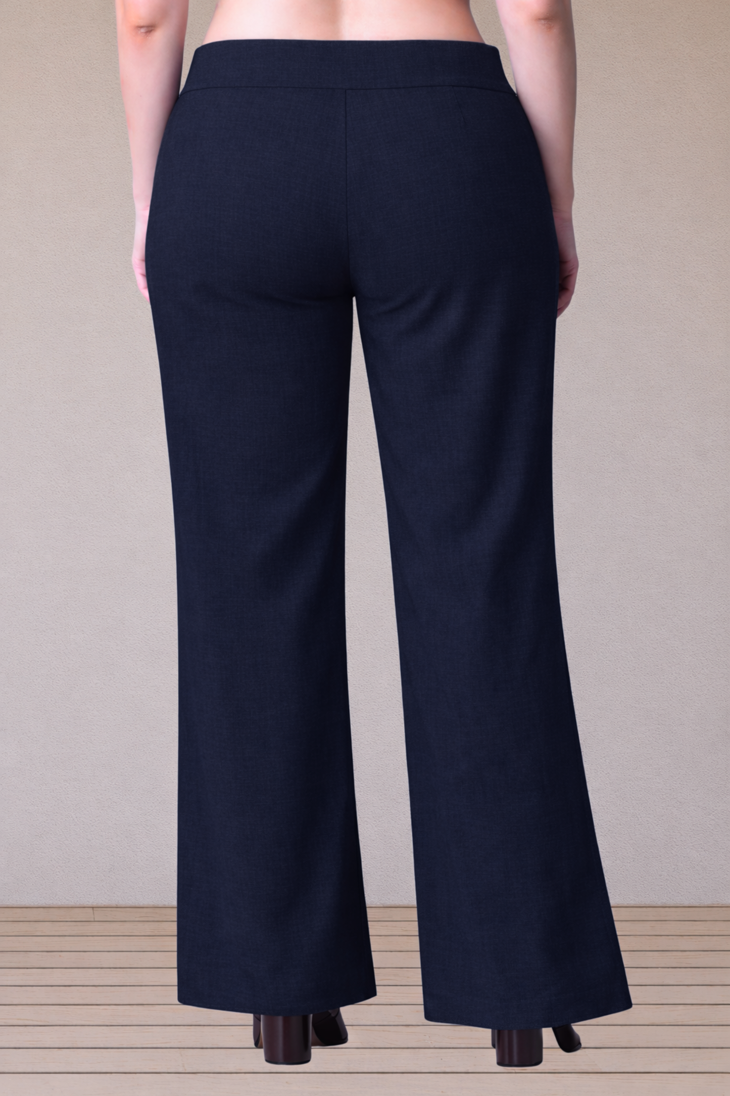Navy Blue Wide Leg Slub Pants