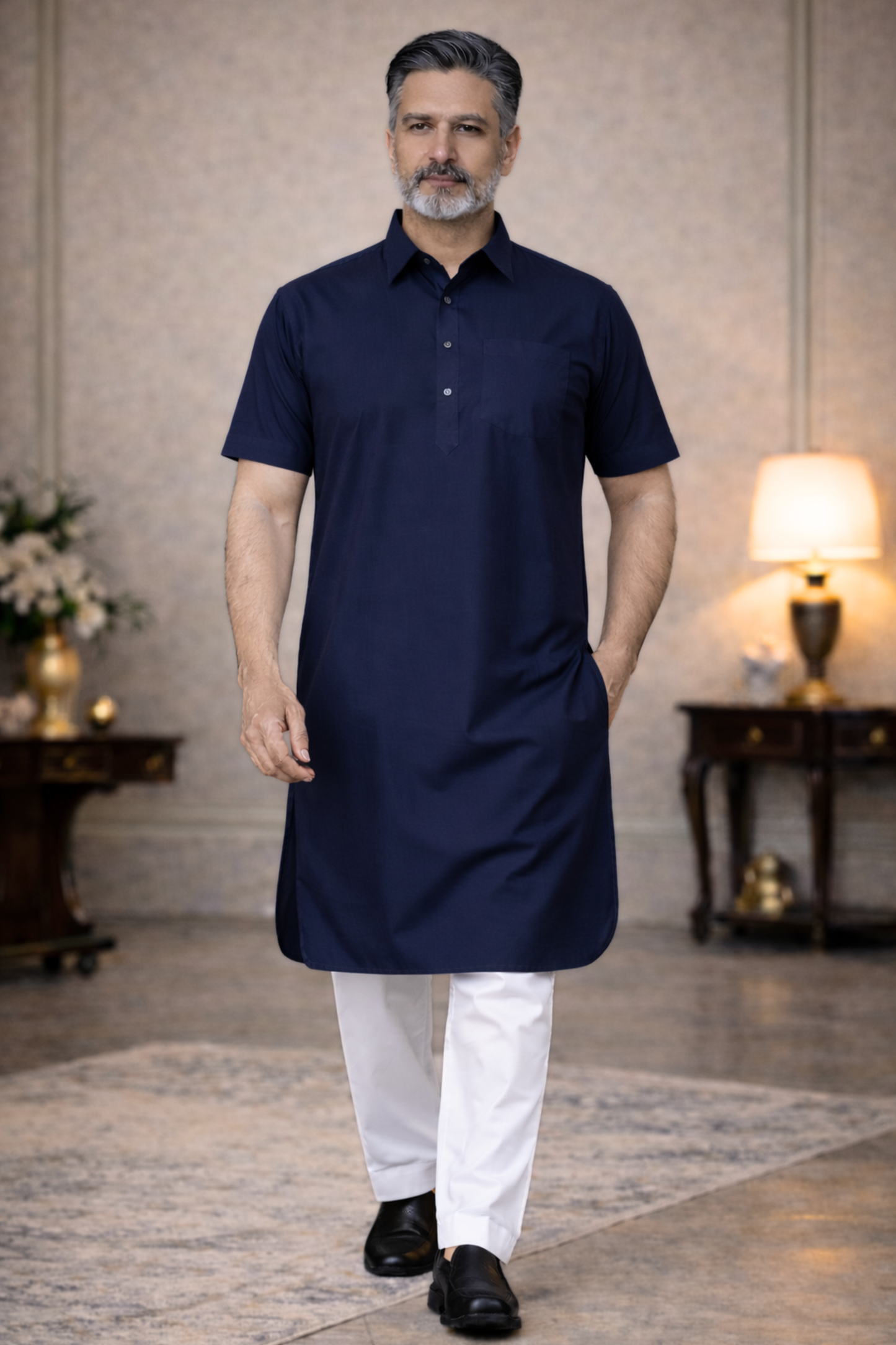 Navy Everyday Cotton Kurta Pajama