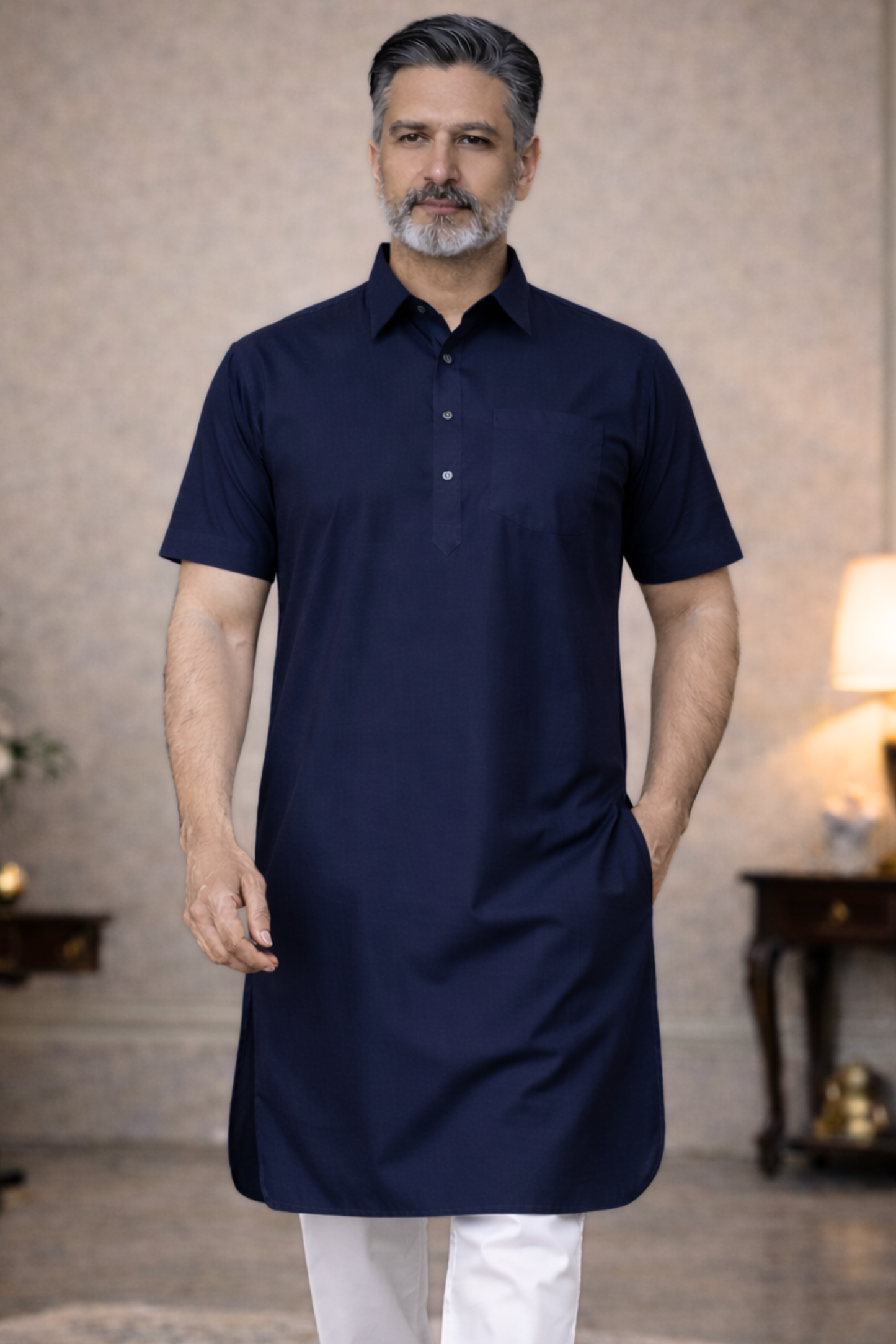 Navy Everyday Cotton Kurta Pajama