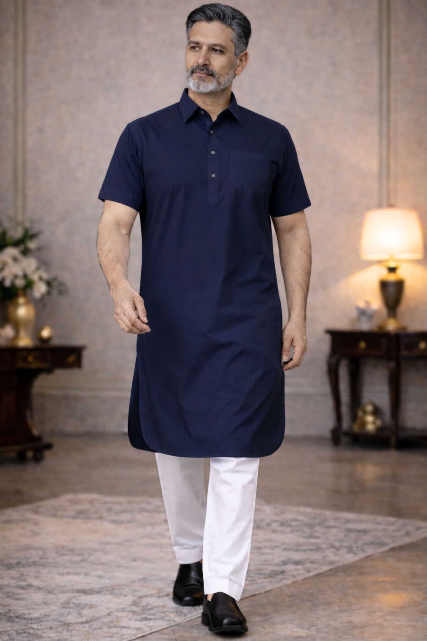 Navy Everyday Cotton Kurta Pajama