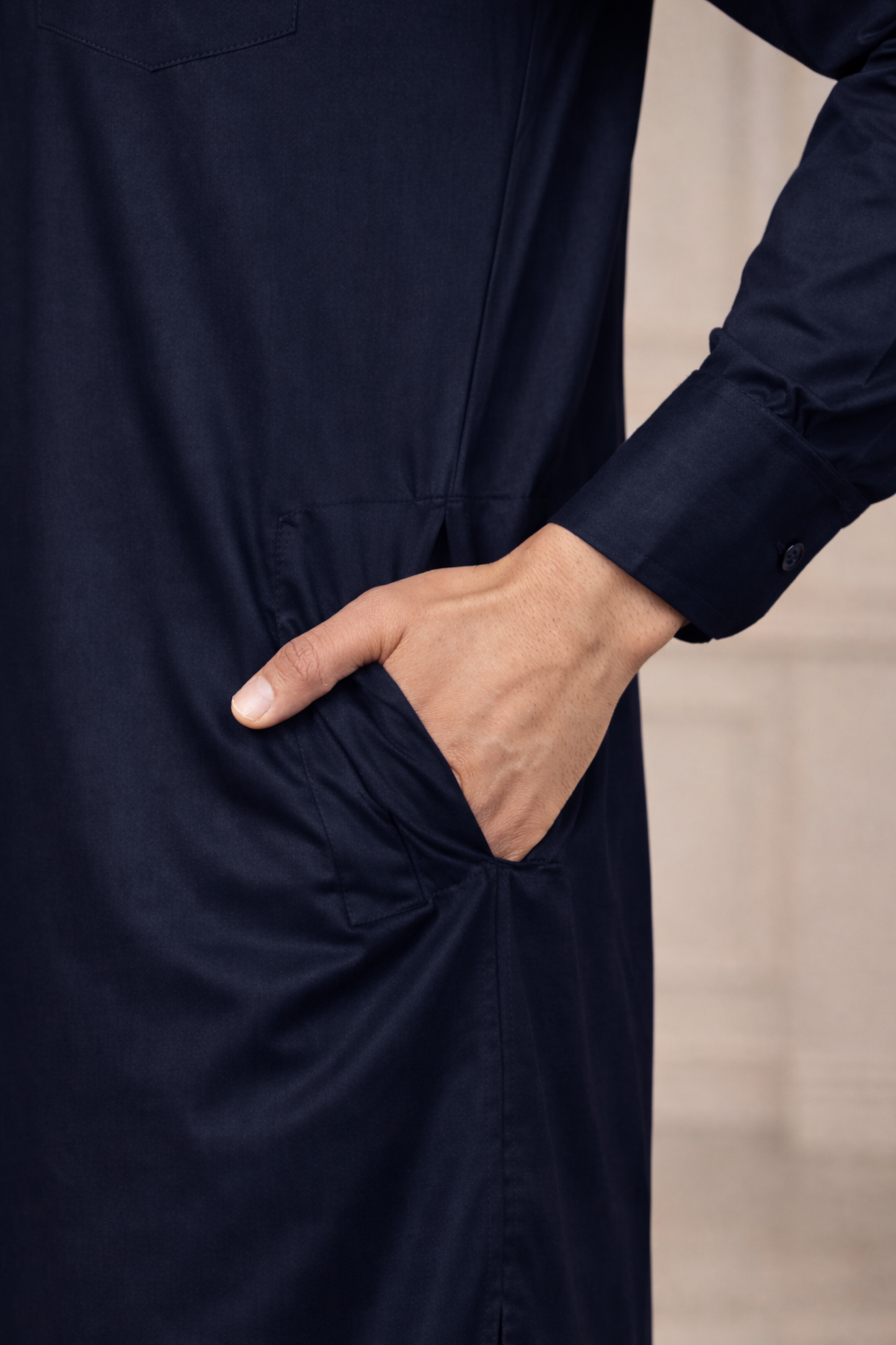 Midnight Navy Cotton Pathani Suit